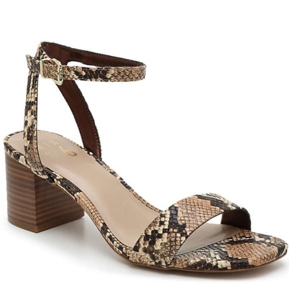 Snake Print Block Heel Sandal
